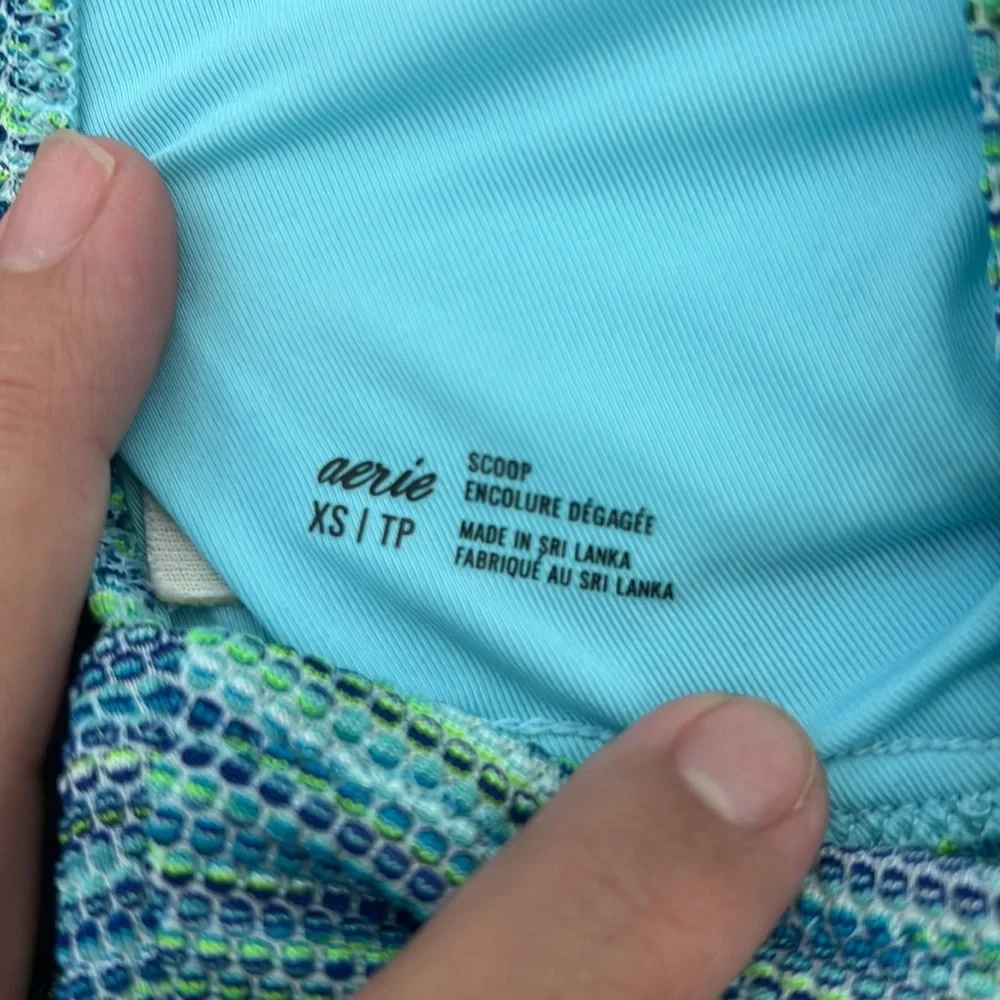 Aerie Space Dye Longline Scoop Bikini Swim Top & High Cut‎ Cheeky Bottom Size XS
